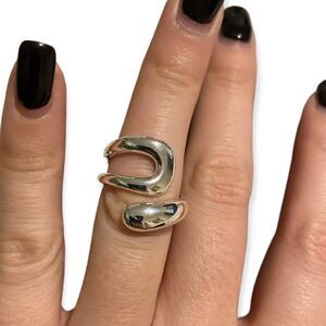 Women’s  Sterling Silver Abstract Spoon Wrap Ring NEW